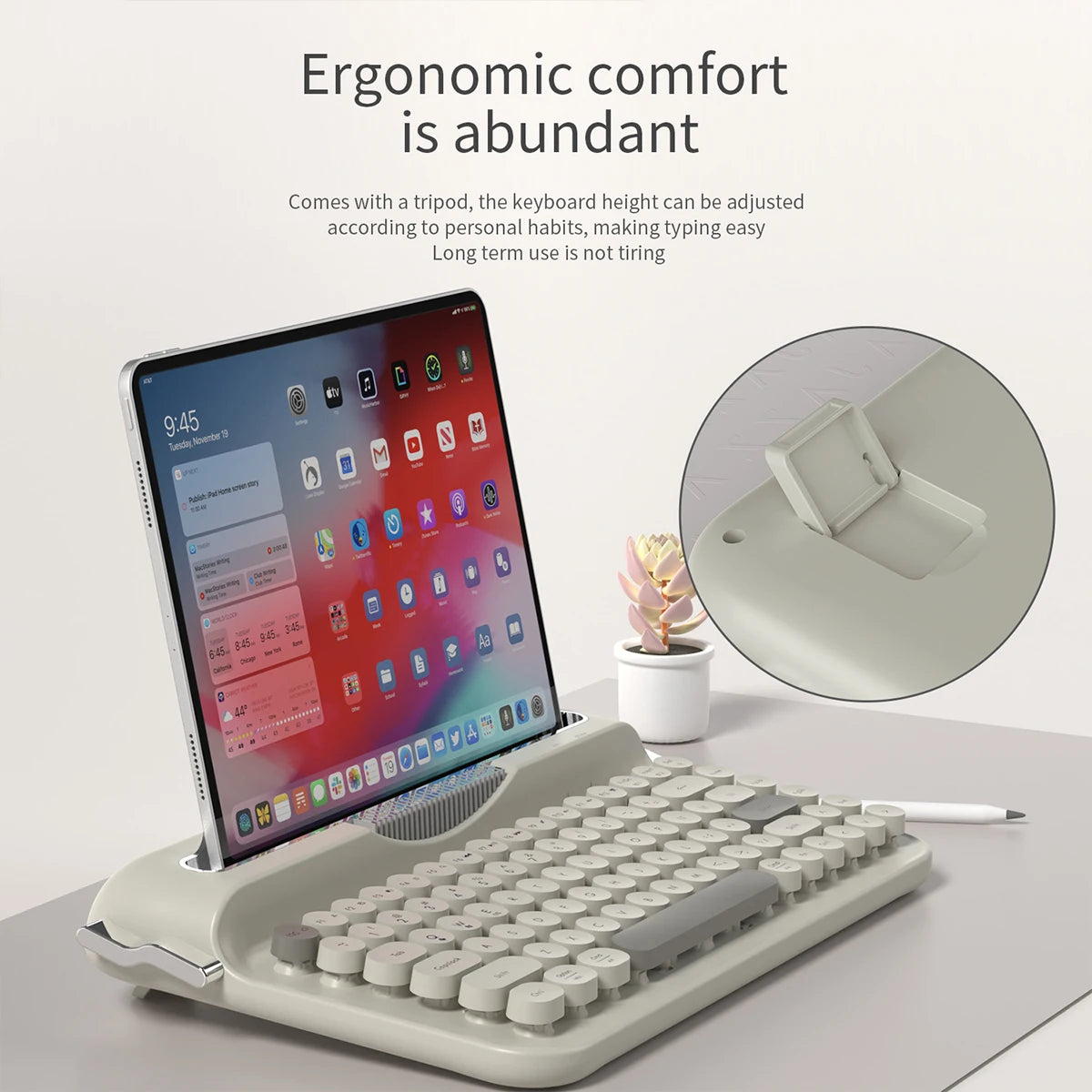 AJAZZ AF84 Wireless Membrane Keyboard 2.4G-Bluetooth Typewriter Style Female Office Keyboard Supports Multiple Systems